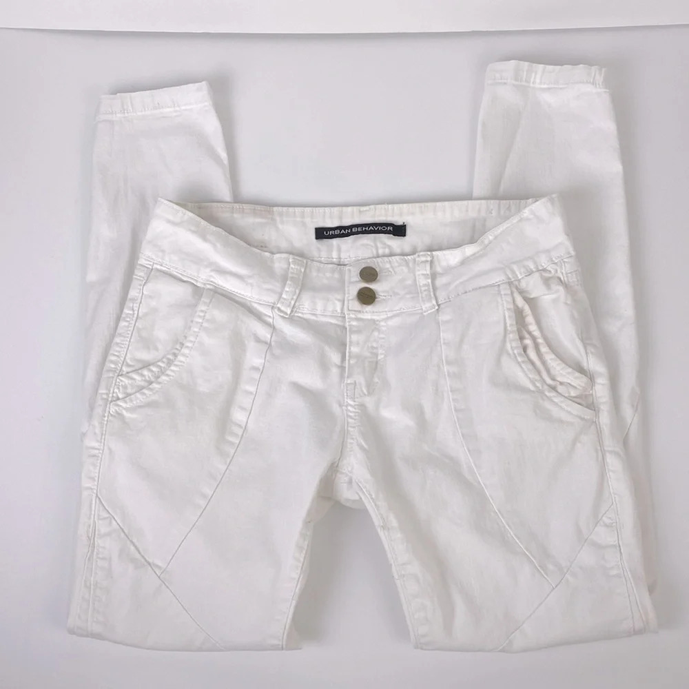 Neutral casual business casual white trousers pants leggings size extra small